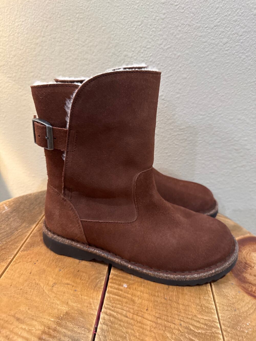 NIB Birkenstock Uppsala Shearling Boots Suede Espresso Brown Women's EU 36 US 5